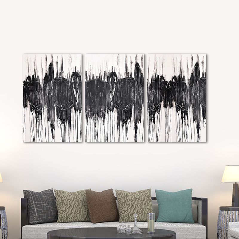 Black Modern Wall Art Print Pedestrians Canvas Painting for Sitting Room, Multi-Piece
