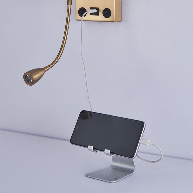 Vierkante stoffen schaduw eenvoud LED -leeslamp verstelbaar Spotlight Design Moderne Style SCONCE Lights