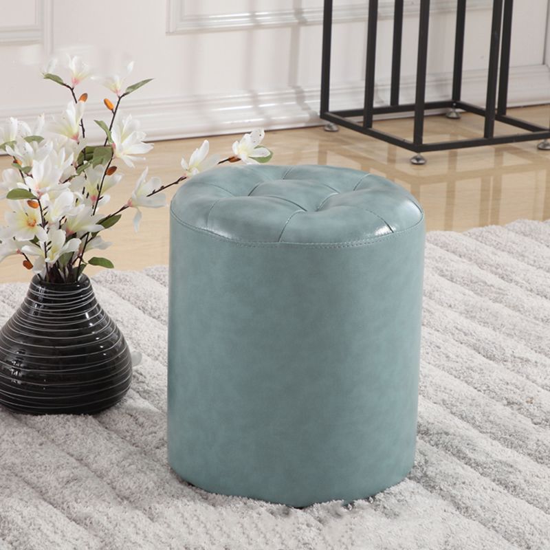 Round Genuine Leather Ottoman Standard Tufted Plain Water Resistant Modern Ottoman