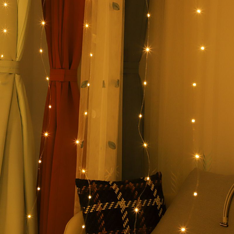 9.8ft Copper Wire LED Light Strip Decorative Indoor Curtain Lights with Hook and Remote