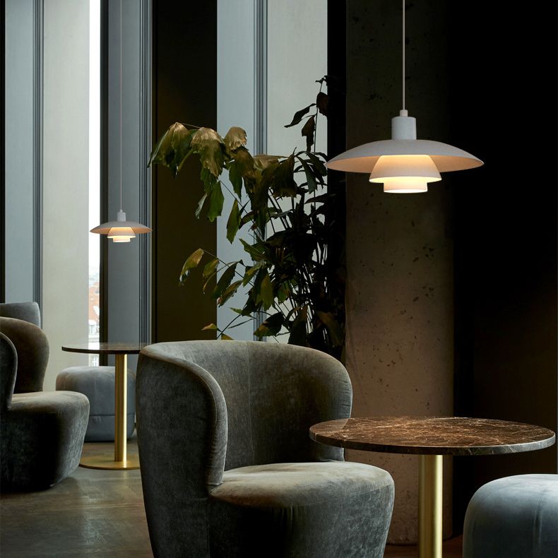 15 Inches Wide Nordic Style Simplicity Hanging Light Single Bulb UFO Shaped Creative Suspension Lamp in Pure White