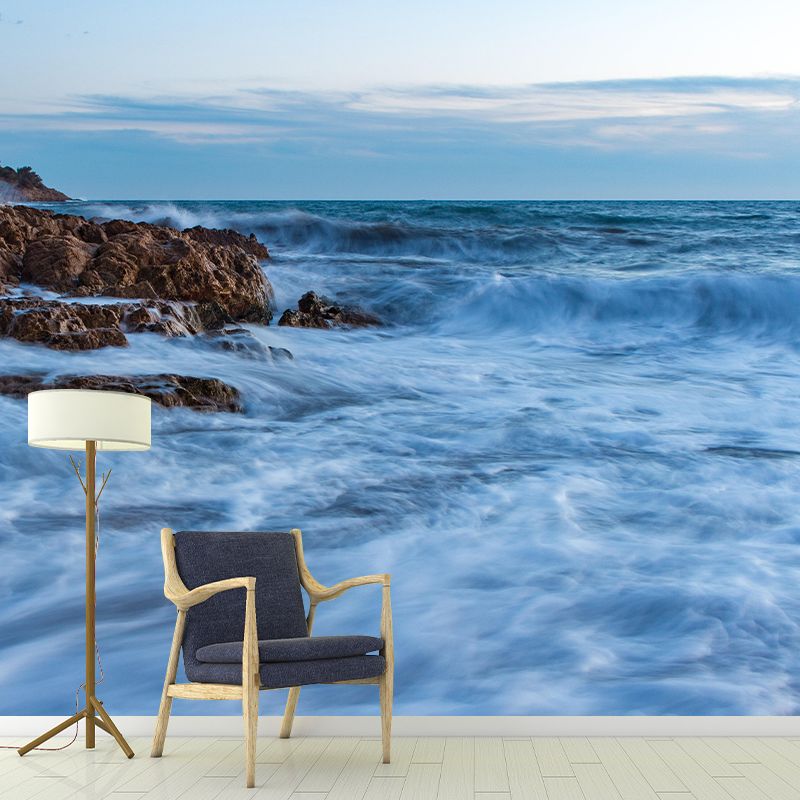 Beautiful Sea Mural Decal Decorative Modern Style Moisture Resistant for Sitting Room