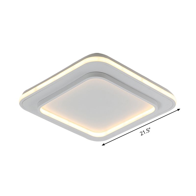 Weiße quadratische Unterputzbeleuchtung, minimalistische 18"/21,5" LED-Deckenleuchte aus Acryl mit warmem/weißem Licht