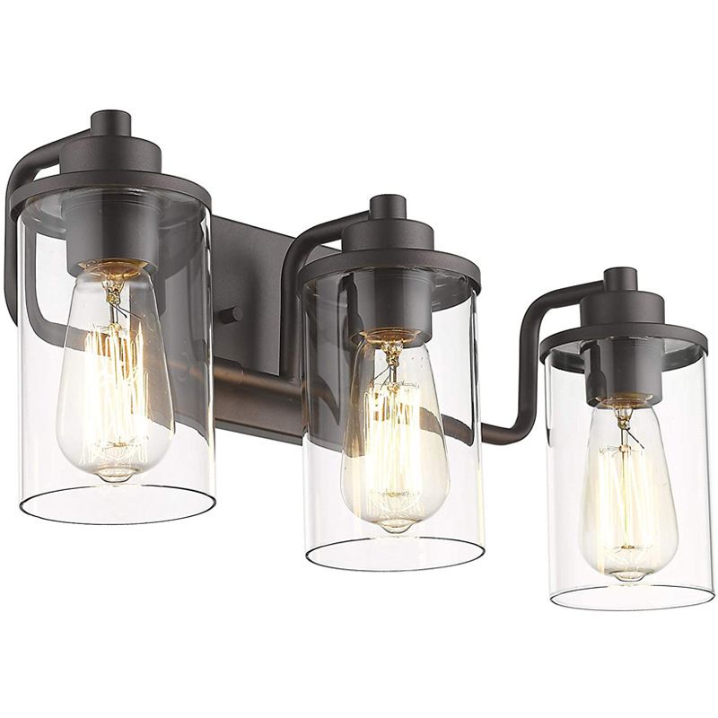Industrial Style Vanity Light Fixture Transparent Glass Shade Bathroom Vanity Sconce