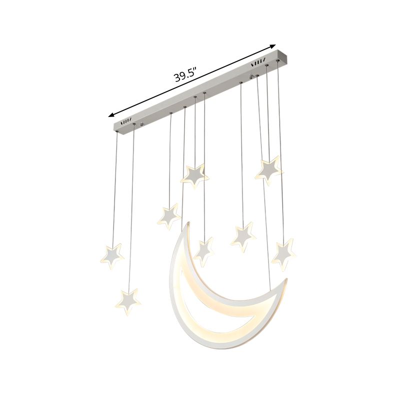 Luz de techo de luna y estrellas LED acrílico moderno 5/9 luces de comedor de comedor colgante sobre mesa con luz cálida/blanca