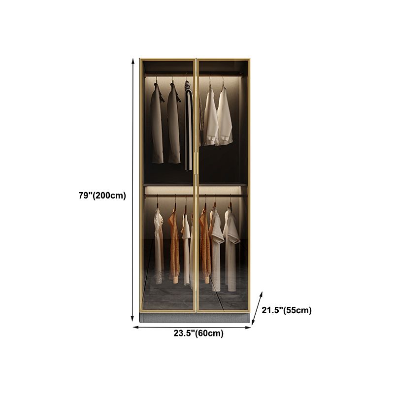 Glass and Wood Wardrobe Armoire Contemporary Wardrobe Closet