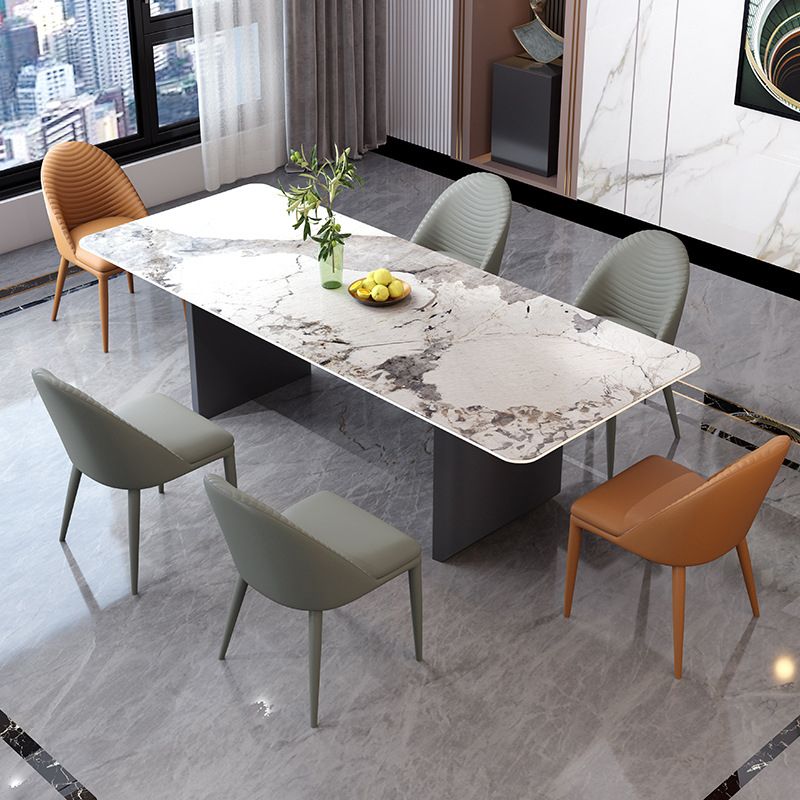 Contemporary Sintered Stone Rectangle Table Set 1/4/5/7 Pieces Dining Set