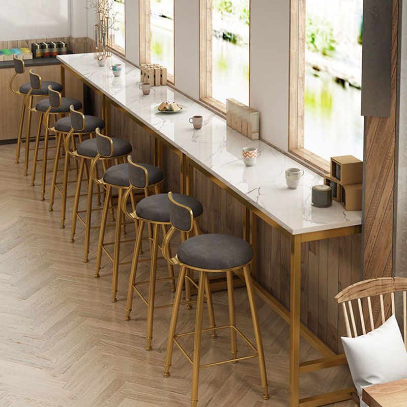 Wooden Top Bistro Bar Table Rectangle Gold Base Bar Table for Home