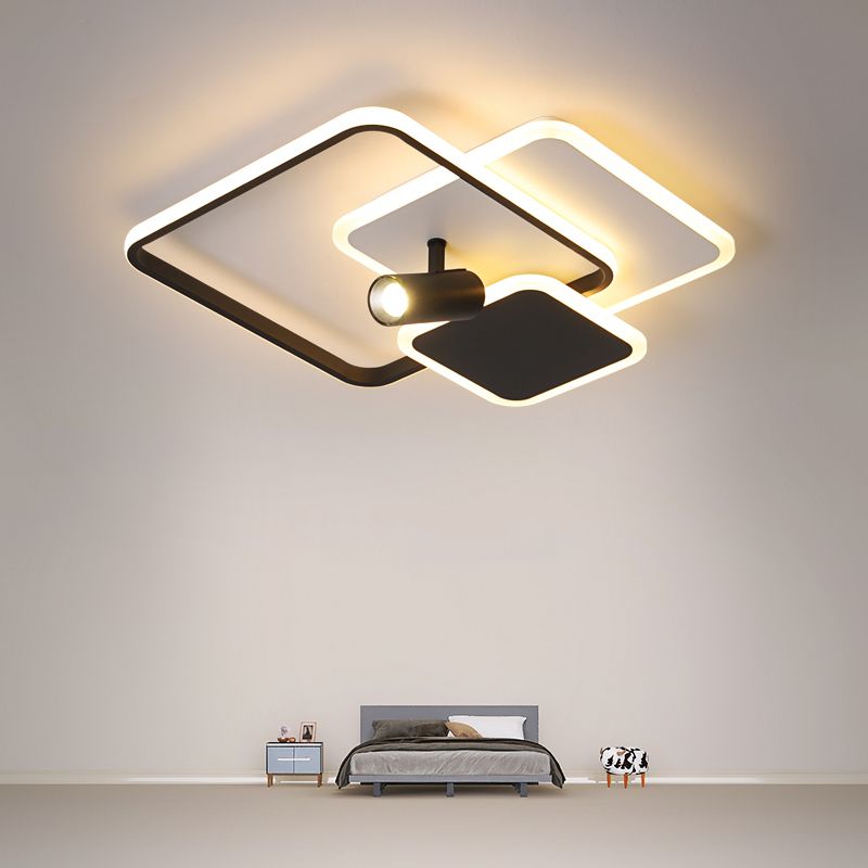 Carré métal LED encastré moderne 1 spot chambre plafonnier