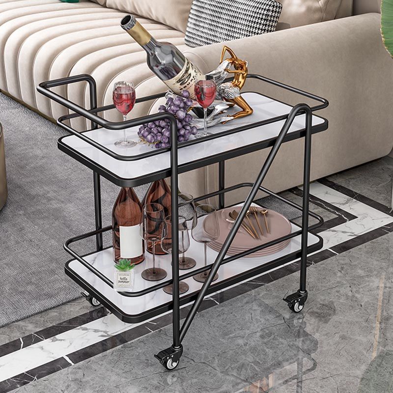 Marble Open Shelves Prep Table Rectangular Dining Room Kitchen Trolley