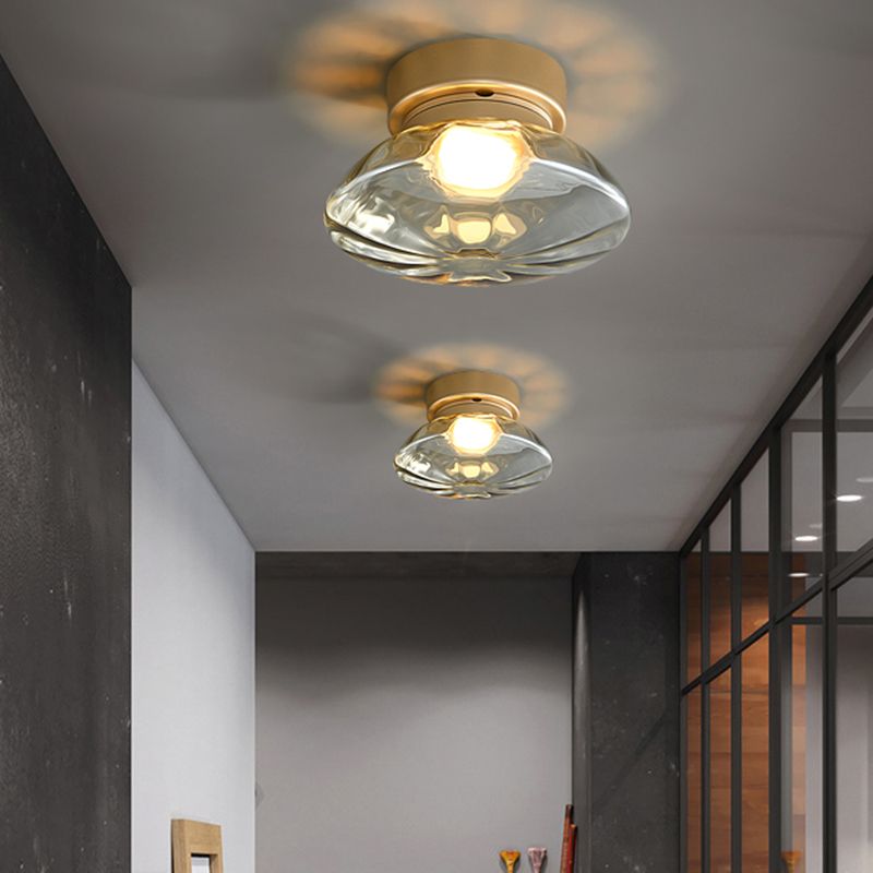 Plafonnier semi-encastré moderne, éclairage de plafond simple en verre pour balcon