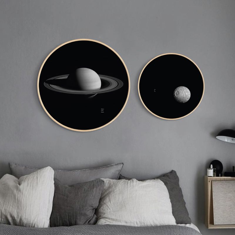 Dark Space Planet Canvas Print Textured Science Fiction Boys Bedroom Wall Art Decor