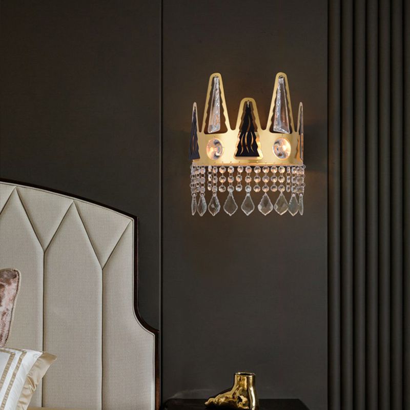 Iron and Crystal 2 - Light Wall Sconce Post Modern Wall Light in Gold and Clear