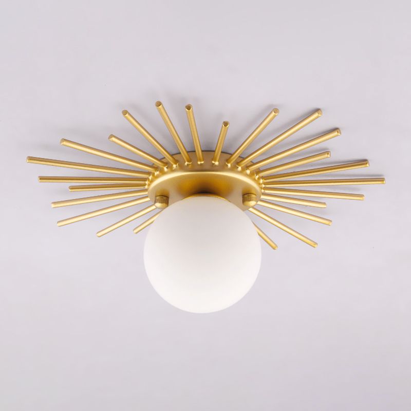 Lampada da soffitto Globe per balcone, con montaggio a soffitto, in vetro, semplice, in oro