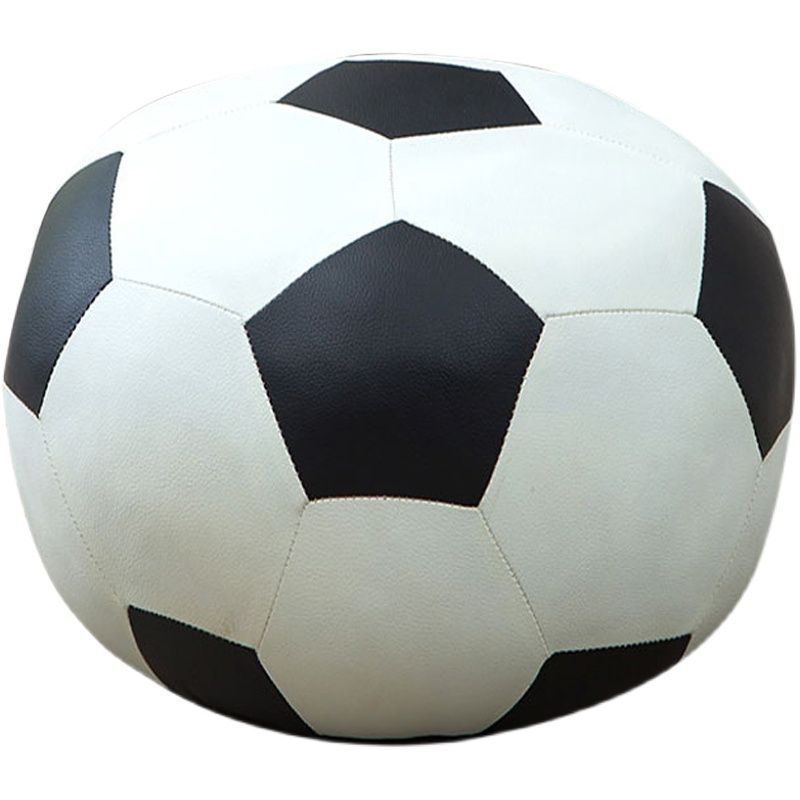 Geometric Print Ottoman Pouf Scratch Resistant Specialty Faux Leather Ottoman