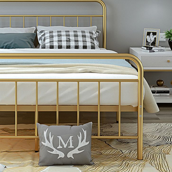 Metal Slat Bed Solid Color Open-Frame Bed With Custom Gold Legs