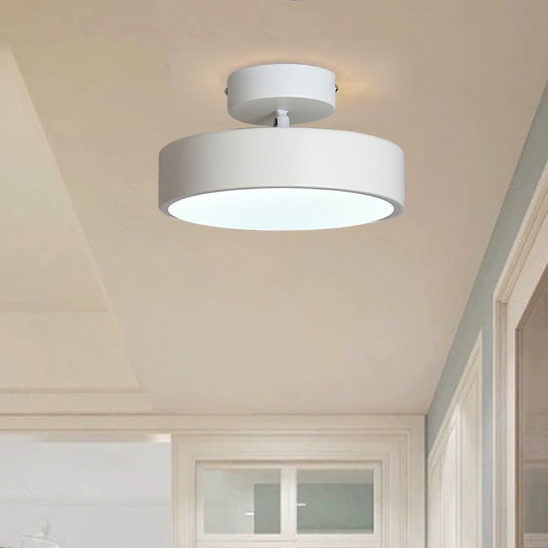 Contemporary Ceiling Light Fixture Drum Metal Semi Flush Mount for Corridor