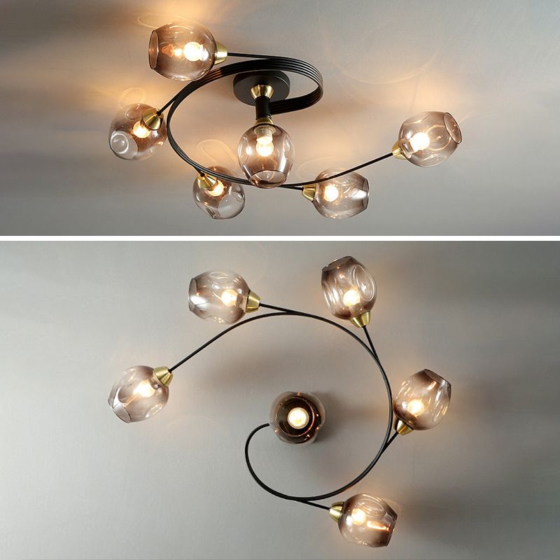 Glass Shaded Ceiling Mount Light Fixture Minimalist Semi Flush Mount Ceiling Fixture