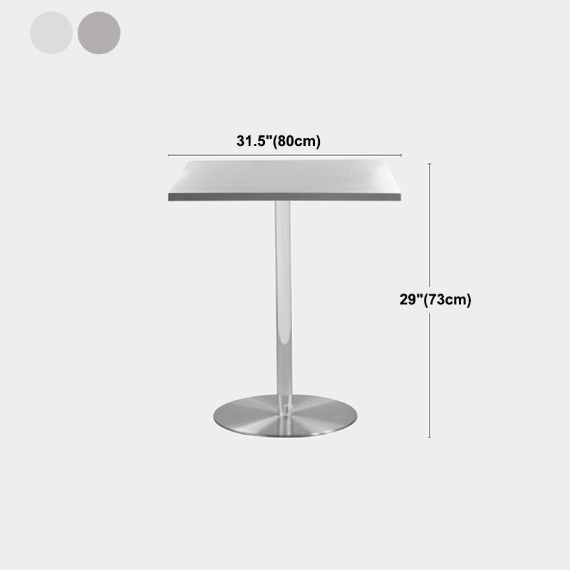 Square Dining Table Industrial Stainless Steel Table with Pedestal Base
