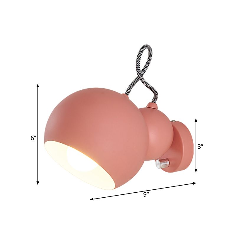 Modernism Spherical Wall Lighting Metal 1 Bulb Sconce Light Fixture in Pink for Living Room