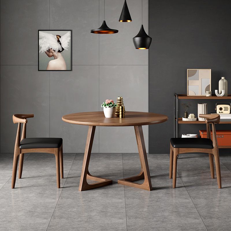 Contemporary Solid Wood Furniture 1/3/4/5 Pcs Dining Room Table Set in Brown