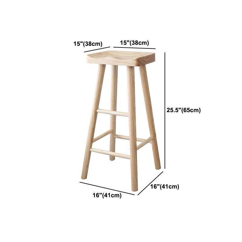 Coffee Shop Contemporary Barstool Indoor Wood 4 Legs Bar Stool with Pedal
