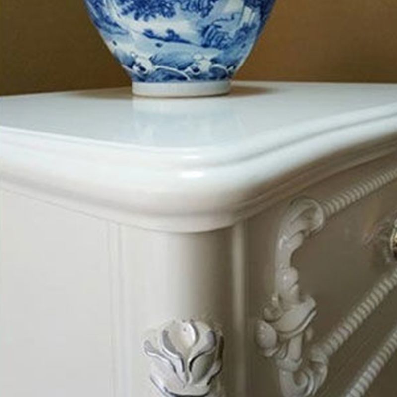 Traditional Bedroom Wooden Storage Chest Vertical Chest in White with Drawers