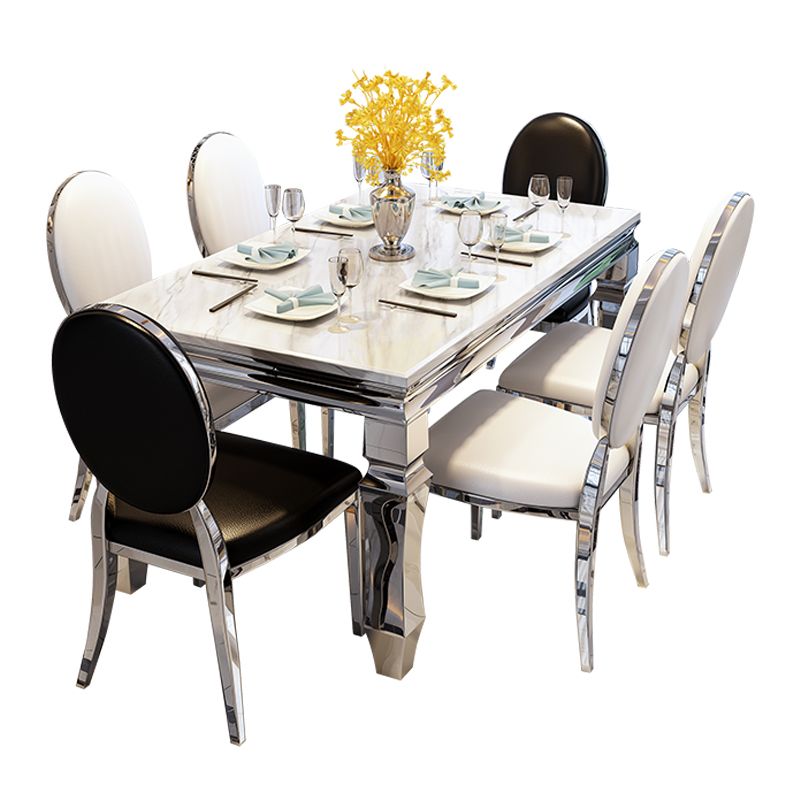 Nordic Rectangle Dining Site Table Marble Dining Room Collection with 4-foot