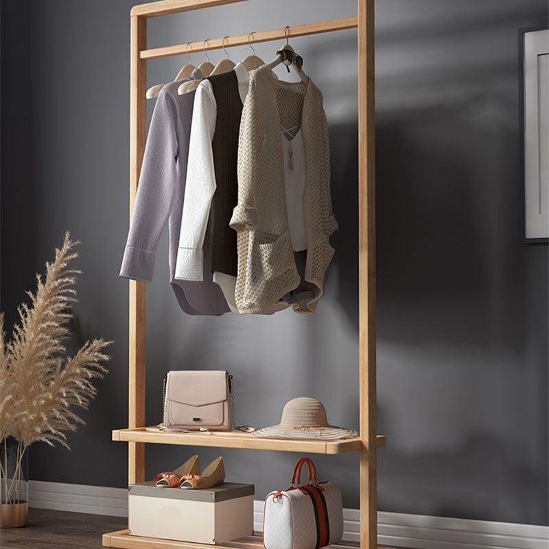 Contemporary Style Coat Hanger Pure Color Solid Wood Coat Rack for Living Room