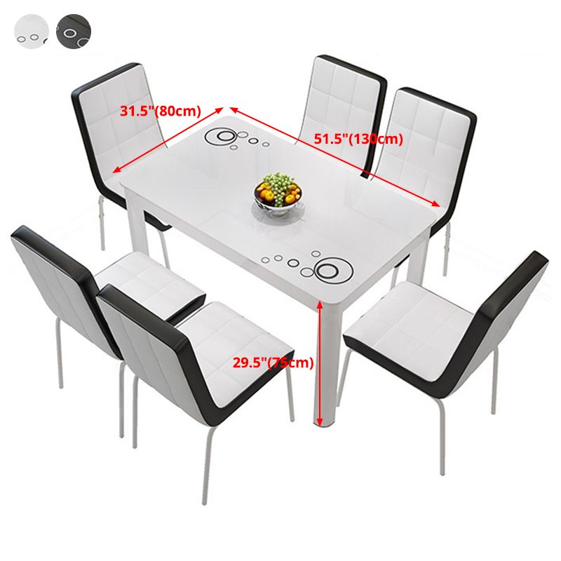 Glass Top Dining Table Modern Rectangle Dining Table with 4 Legs
