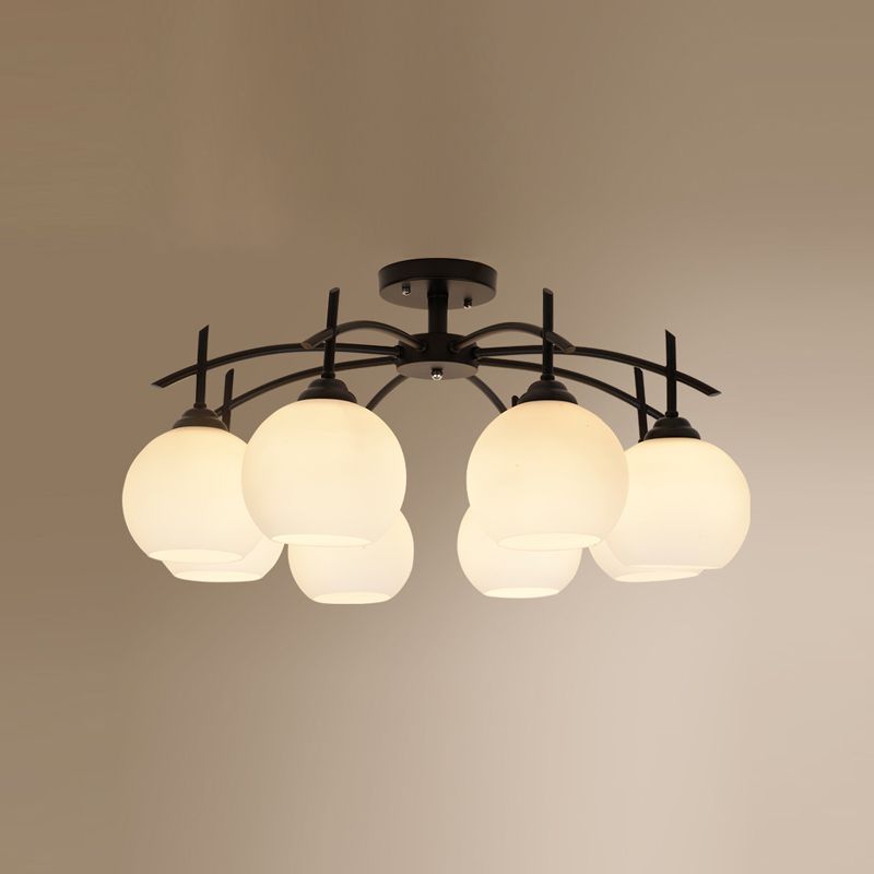 Lámpara de techo múltiple de la lámpara de semi lavado de metal tradicional con sombra de vidrio de globo