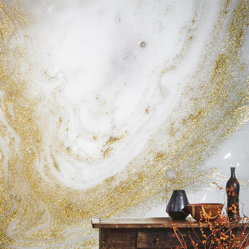 Gold Waves Mural Wallpaper Moisture Resistant Modern Art Girls Bedroom Wall Covering