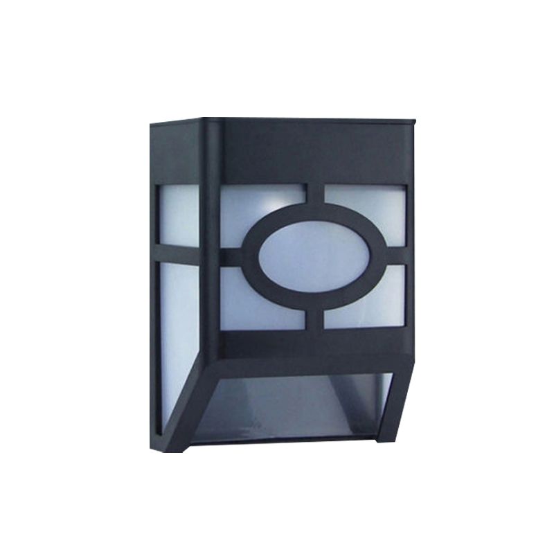 Outdoor RGB LED Wall Sconce Simple Black Solar Powered Wall Mount Lamp with Box Plastic Shade