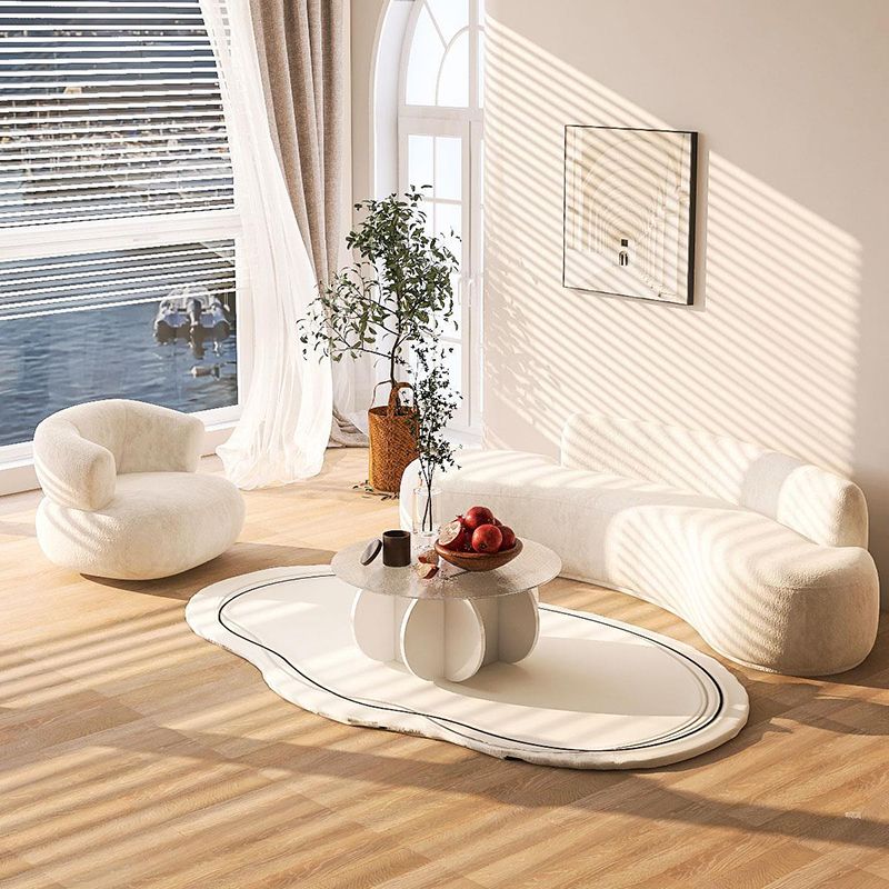 Contemporary Tight Back Curved Sofa Fabric Armless Settee for Living Room