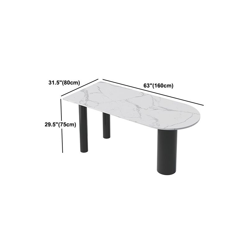 Freeform Sintered Stone White Table for Restaurant Luxury Table with Black 3 Legs