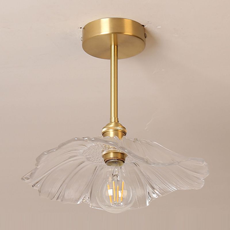 Plafonnier d'intérieur en cuivre de style colonial semi-encastré géométrique
