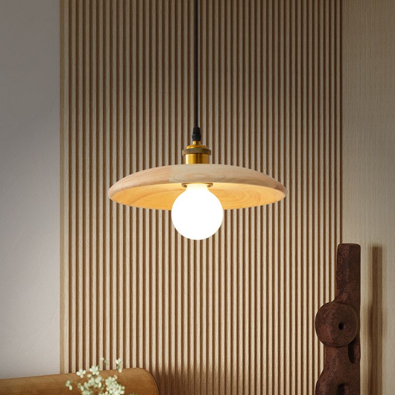 Pot Cover Shade Hanging Lighting Modern Style Bois massif 1 pendentif léger pour séjour à domicile