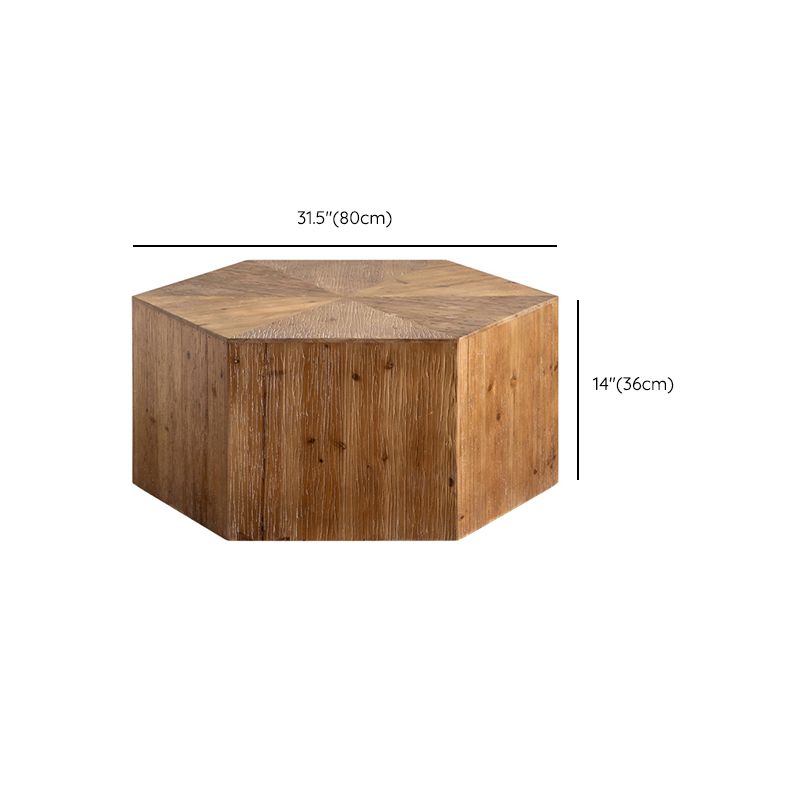 Block Coffee Table Solid Wood Natural Color Coffee Table for Living Room