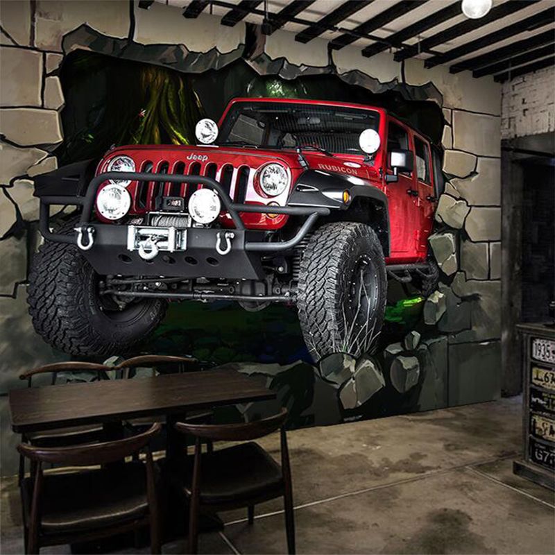 Illustration 3D Car Mural Extra Large Wall Art for Bar, Personalized Size Available