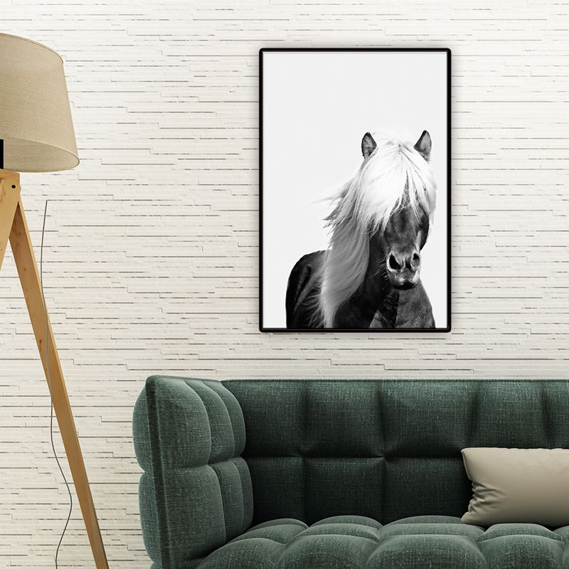 Donkere kleur Steed wanddecoratie getextureerd oppervlak Wall Art Print voor woonkamer