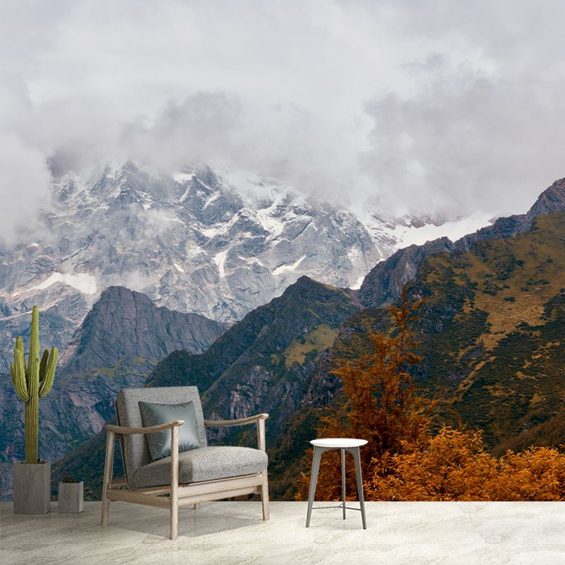 Contemporary Mountain Mural Environment Friendly Wallpaper for Home Decor