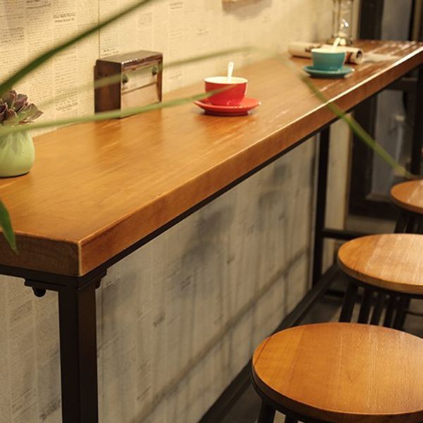 Industrial 1/5 Pieces Bar Table Set Rectangle Pine Wood Counter Table with High Stools