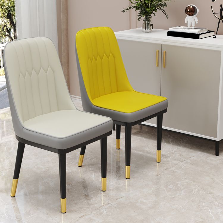 Modern Armless Backrest Cushion Chair with Metal Legs for Living Room