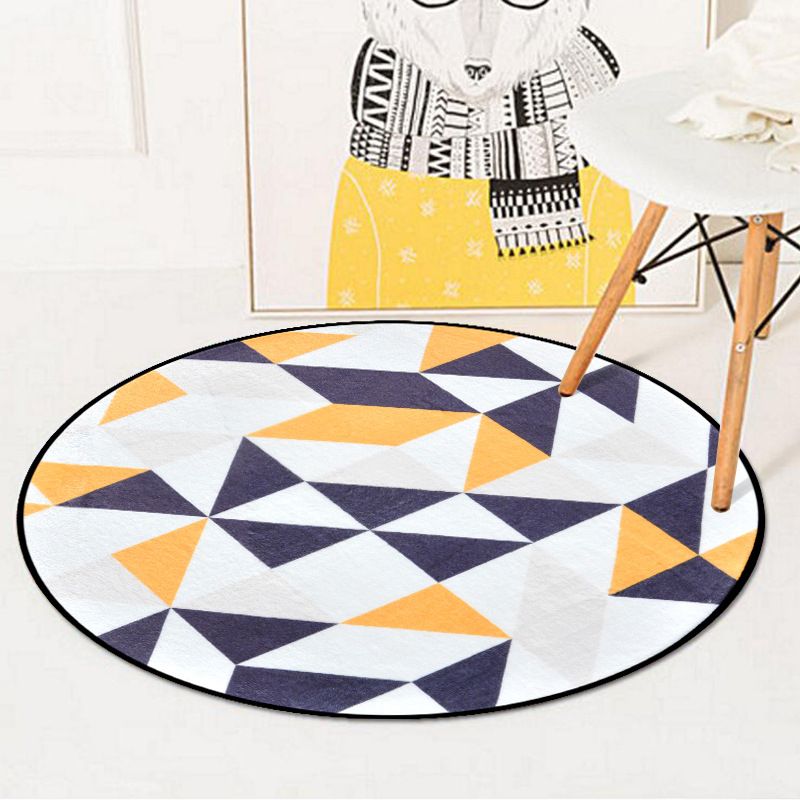 Nordic Living Room Area Rug Multicolor Geometric Shapes Print Carpet Synthetics Anti-Slip Pet Friendly Machine Washable Rug