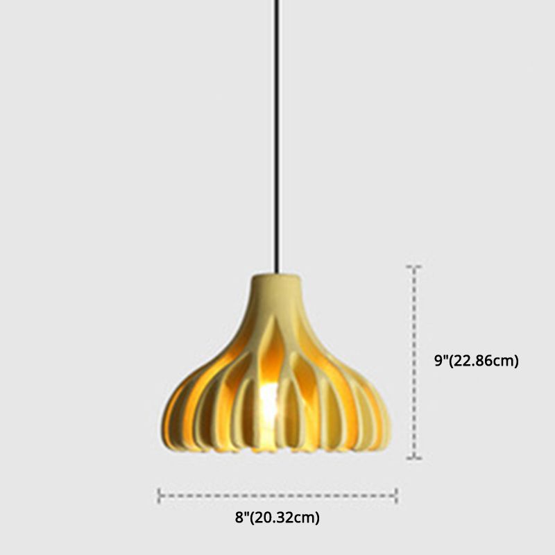 1-Light Coral Line Shade Pendant Lampe Nordic Modern Modern Style Resin Prowing Lamping For Dining Room