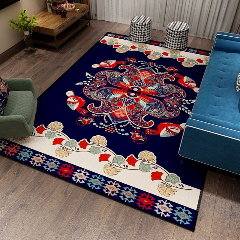 Orange Bohemian Rug Polyester Graphic Rug Non-Slip Backing Rug for Home Decor