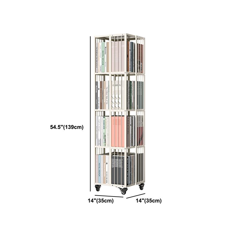 Modern Metal Bookshelf Pure White Standard Open Shelf Vertical Bookcase