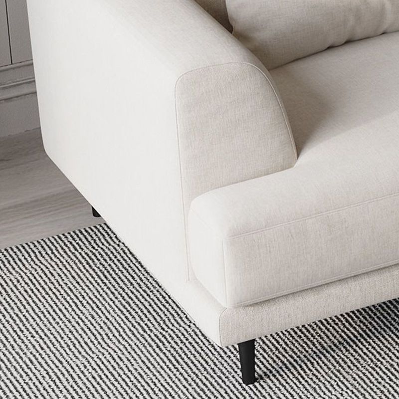 Contemporary Fabric Seating Square Arm Sofa with Pillows in White
