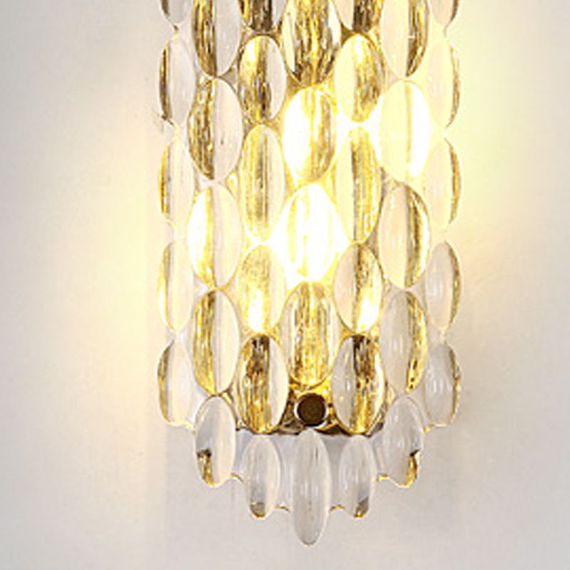 Postmodern Style Crystal Wall Light Gold 12.5" High Wall Sconce for Living Room