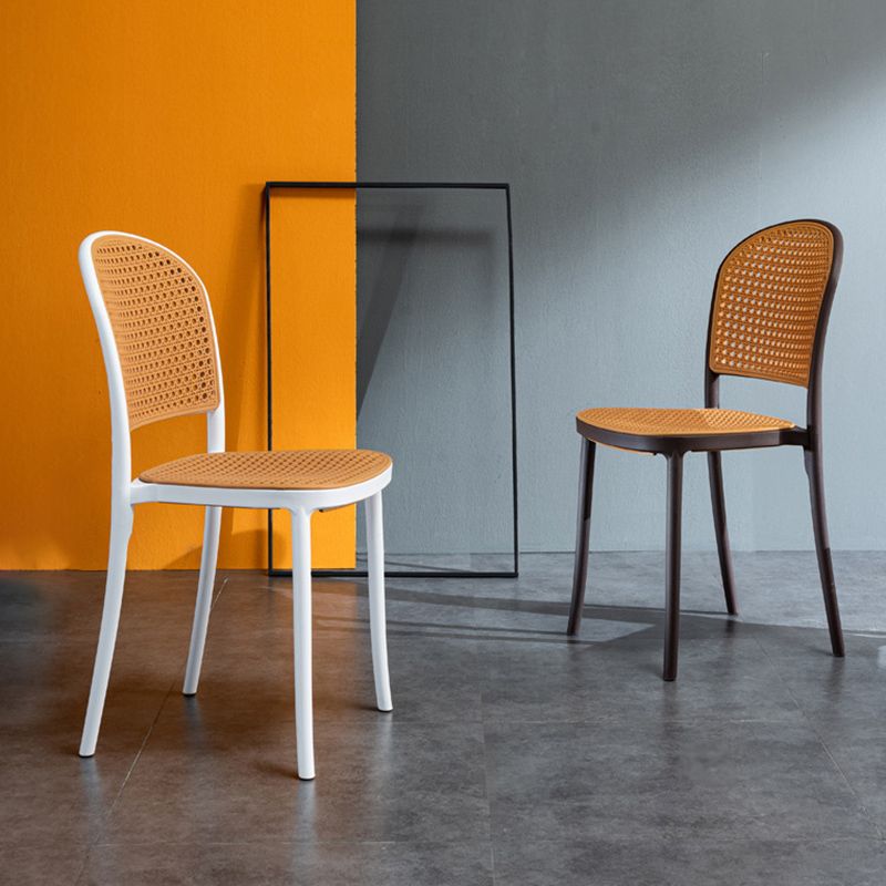 Nordic Style Armless Side Chairs Open Back Chair with Plastic Legs for Home Use